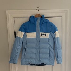 Helly Hansen girls Light Blue and White Puffer ski Jacket